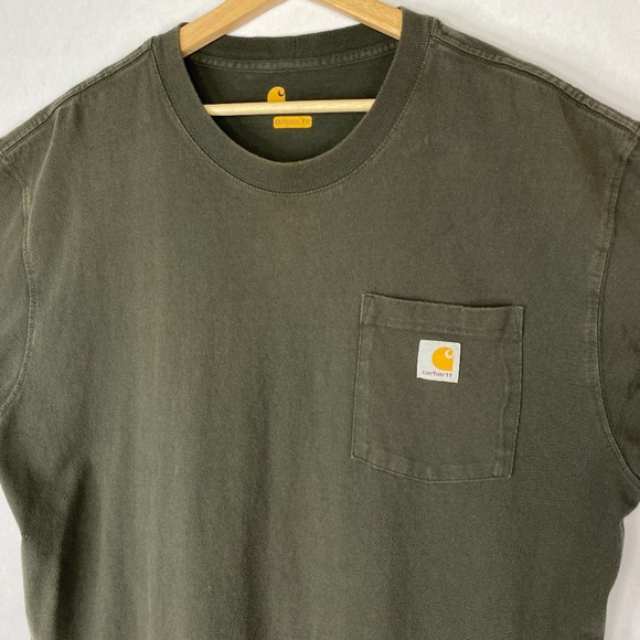 Carhartt Force Dark Moss Green Short Sleeve Relaxed Fit Pocket T Shirt Large - Picture 4 of 9